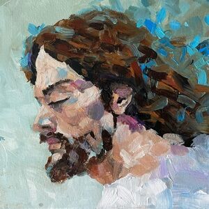 Original oil painting• 8 x 8• impasto impressionist Christ • Christian religious